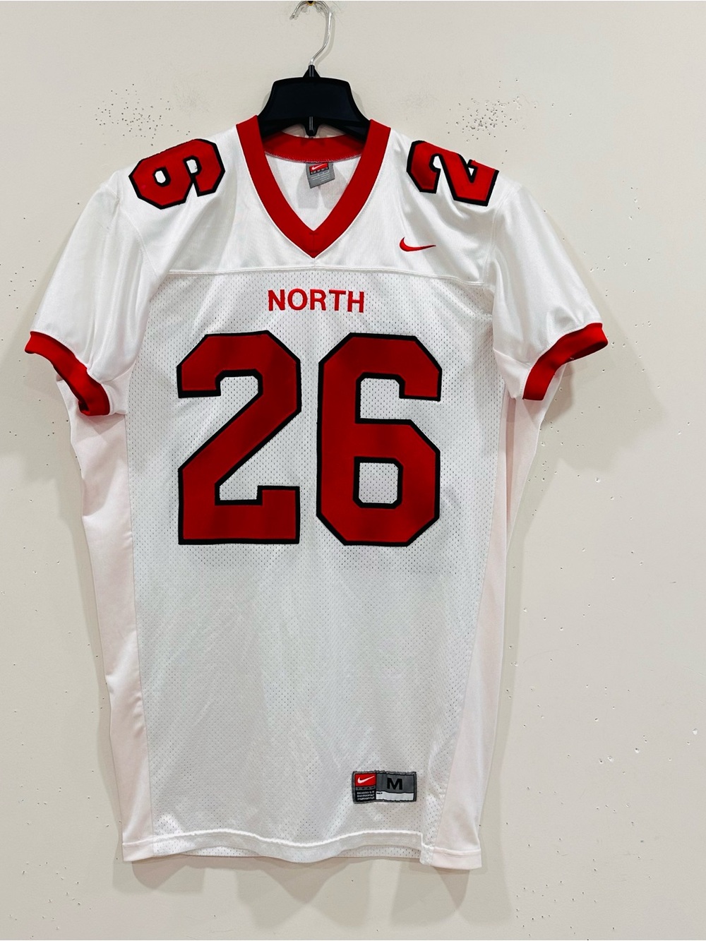 Nike Team Issued NORTH 26 Football Jersey White Red Men's Size M Game Cut